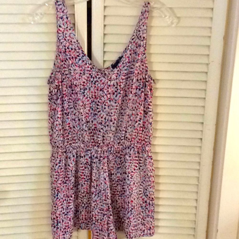 Aqua Abstract Print Romper with 2 side pockets Med